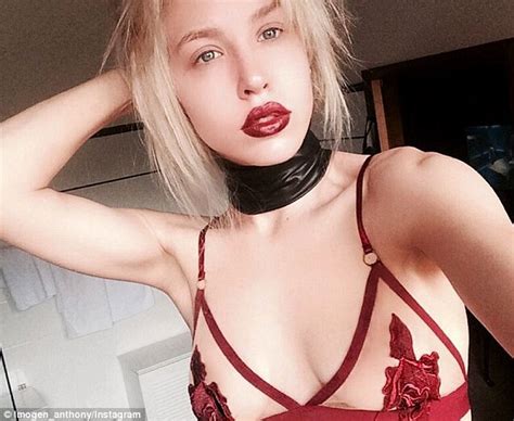 imogen anthony covers up but still flashes flesh in revealing low cut