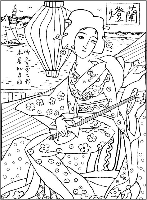 geisha coloring pages  printable coloring pages