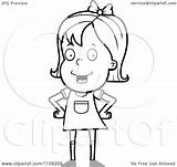 Girl Little Hips Hands Her Cartoon Clipart Vector Cory Thoman Outlined Coloring sketch template