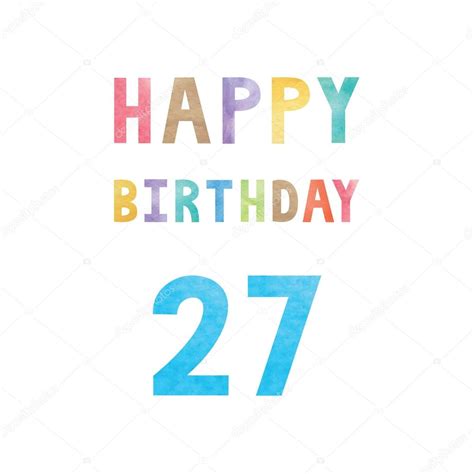 Happy 27th Birthday Anniversary Card ⬇ Vector Image By