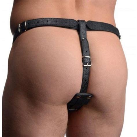 strict male cock ring harness with silicone anal plug sex toys at