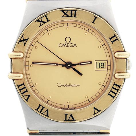 omega constellation  yellow gold  stainless steel gents