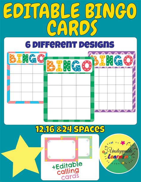 printable cute bingo template     calling cards number