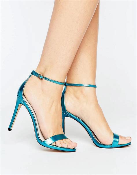 steve madden stecy metallic barely there heeled sandals in blue lyst