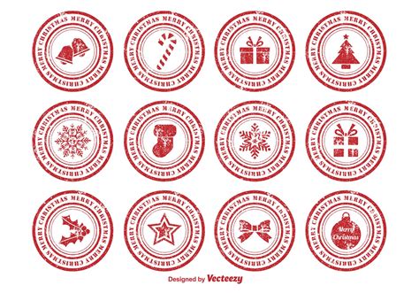 Distressed Christmas Rubber Stamps 83432 Vector Art At