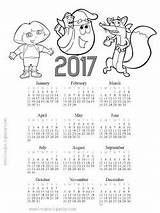 Calendars Calendar Coloring Dora Printable Explorer sketch template