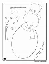 Snowman Cut Activity Color Winter Paste Kids Activities Trace Sheets Print Worksheets Crafts Woojr sketch template