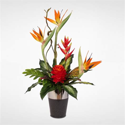 Bayou Breeze Silk Bird Of Paradise With Ginger And Heliconia Floral