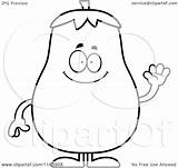 Eggplant Mascot Waving Cartoon Outlined Coloring Vector Cory Thoman Clipart Royalty sketch template
