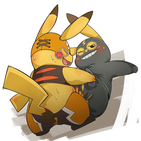 Rule 34 Ambiguous Gender Blush Cosplay Pikachu Duo Feral