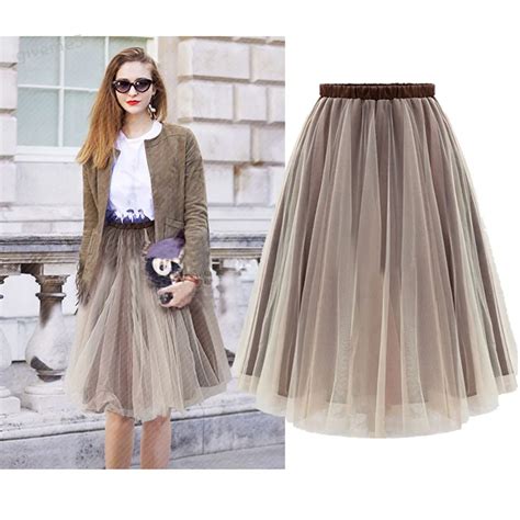 Cute Women Skirt Elegant Elastic Waist Mesh Pleated Casual Skirt In