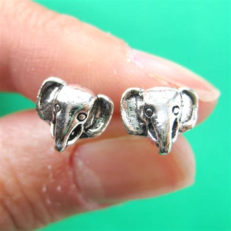 small elephant animal stud earrings  sterling silver dotoly animal
