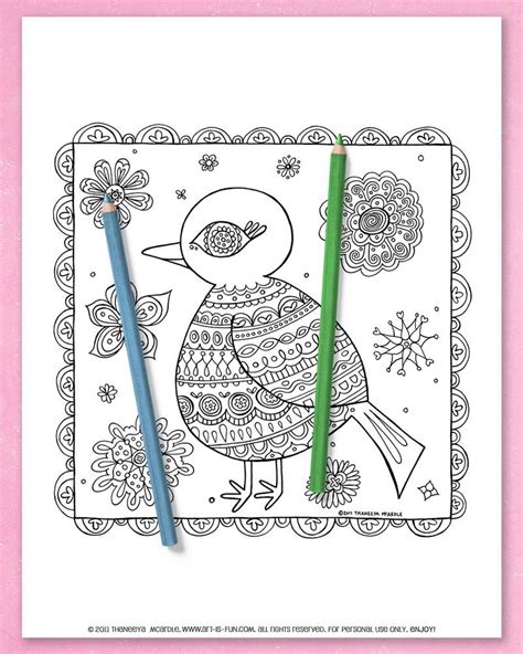 folk art birds coloring pages printable coloring book  detailed
