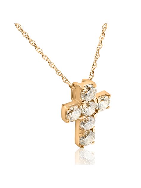 womens ct diamond cross pendant solid  yellow gold  chain included walmart canada