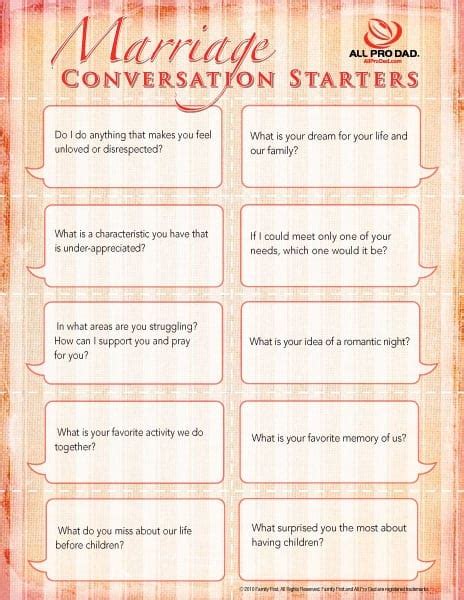Marriage Conversation Starters All Pro Dad