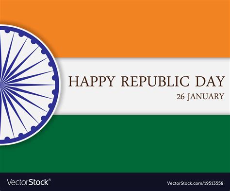 happy republic day of india 26th january vector image