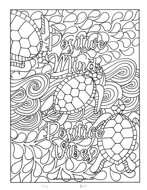 positive mind positive vibes quote coloring page etsy