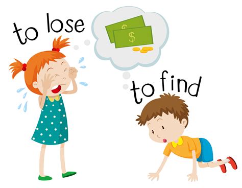 wordcard  lose  find  vector art  vecteezy