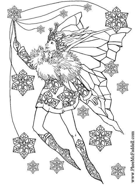 snowflake fairy  color black  white coloring  craft pages www