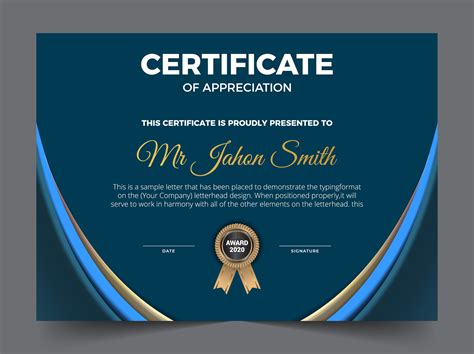 certificate  appreciation award template graphicsfamily