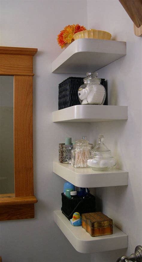 Floating Corner Wall Shelf White 1 3 4 In Thick 15 7 8 Etsy