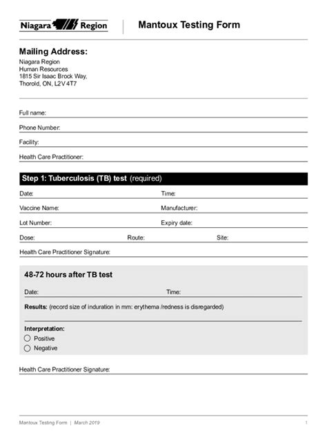 fillable  mantoux testing form fax email print pdffiller