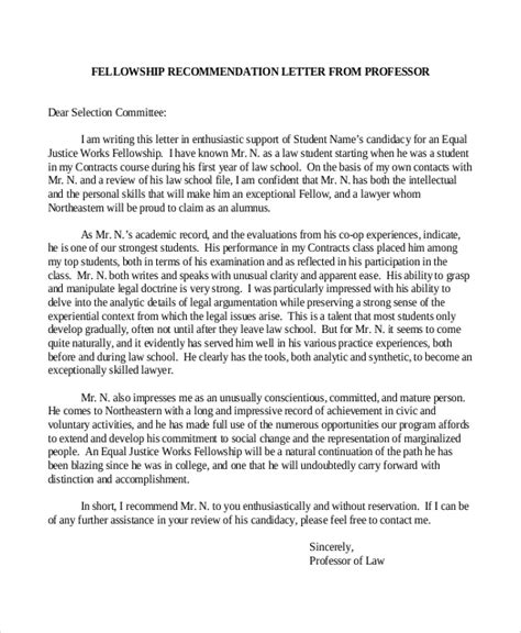 fellowship application letter  recommendation