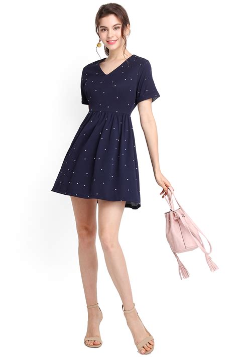 sunday favourite dress in blue polka dots lilypirates