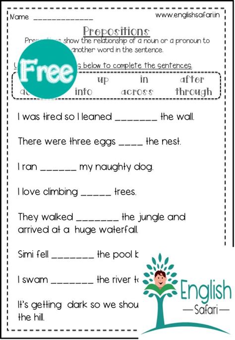 preposition worksheets   grade worksheets