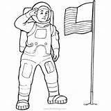 Saluting Astronaut sketch template