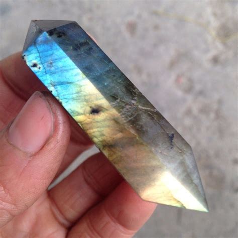natural beautiful labradorite quartz crystal wand point healing