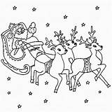 Santa Reindeer Coloring Pages Sleigh Claus Flying Drawing Printable His Print Color Deer Clip Pdf Prints Book Drawings Rocks Getcolorings sketch template