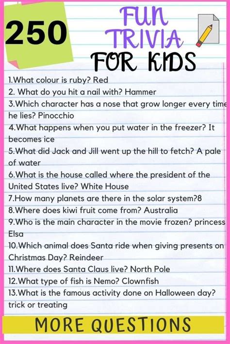 easy trivia questions  answers  quizzes  kids trivia