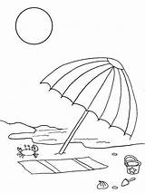 Beach Umbrella Coloring Drawing Kids Summer Pages Season Simple Clipart Printable Cartoon Print Drawings Kid Sketch Holiday Pencil Chair Clip sketch template