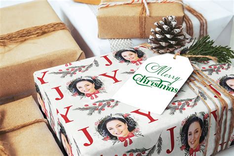 photo christmas wrapping paper photo wrapping paper custom wrapping paper joy wrapping paper