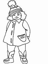 Coloring Winter Pages Clothes Girl Color People Clothing Popular sketch template
