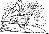 Coloring House Pine Tree Christmas Pages Printable Snow Narodzenia Kolorowanka Swieta Color Kids Xmas Popular sketch template
