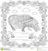 Hippo Tangle Antistress Kleurende Vectorillustratie Schets sketch template