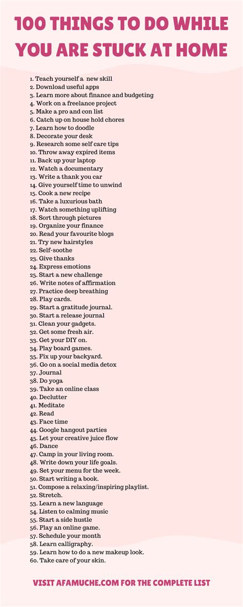 100 things to do when you re stuck at home 100 things to do things