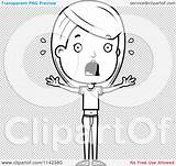 Scared Girl Teenage Adolescent Coloring Cartoon Clipart Cory Thoman Outlined Vector Clipartof sketch template