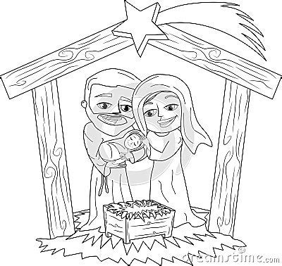 christmas nativity scene coloring page stock images image