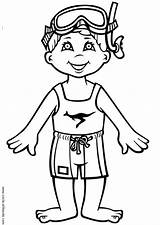 Coloring Swimming Pages Pool Clipart Suit Boy Library Colouring sketch template