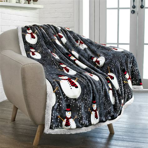 pavilia premium christmas sherpa throw blanket snowman decoration fleece plush warm cozy