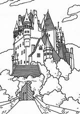 Castles Burg Eltz Buckingham Alemania Getcolorings Burgen sketch template