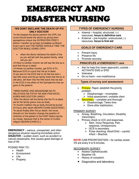 emergency  disaster nursing notes emergency  unexpected