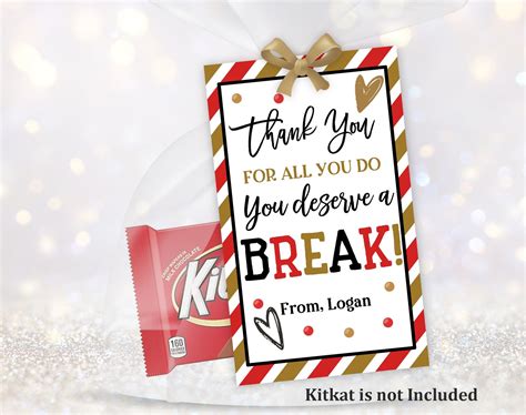 kit kat bars teacher gift tags   labels staff gifts