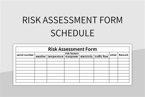 risk assessment form schedule excel template  google sheets file