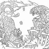 Adulte Imprimer Savane Tigres Animaux Magnifiques Volwassenen Defient Kleurplaat Jecolorie Imprimé Fois sketch template