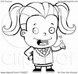 Scientist Girl Cartoon Tube Cute Holding Test Clipart Thoman Cory Outlined Coloring Vector sketch template