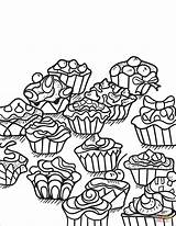 Zentangle Cupcakes Desery Drukuj sketch template
